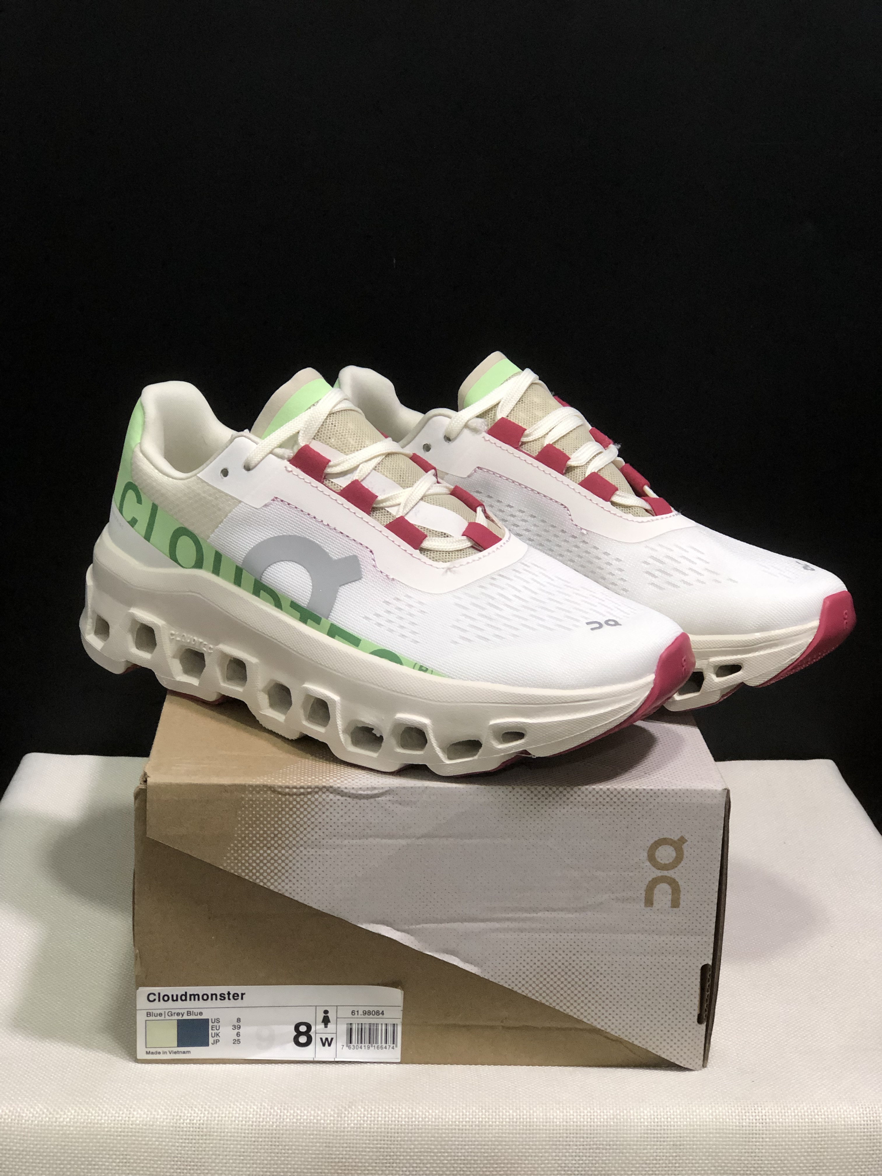 On Running Cloudmonster Anti-Slip Running Shoes White/Green