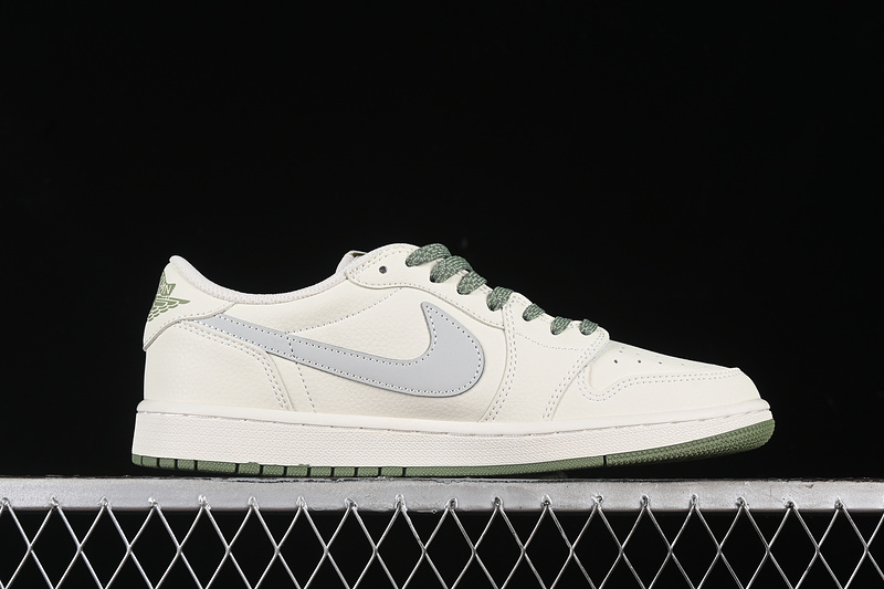 Nike Air Jordan 1 Low OG SP Off-White Travis Scott Fragment Design Green Sole White Sneakers