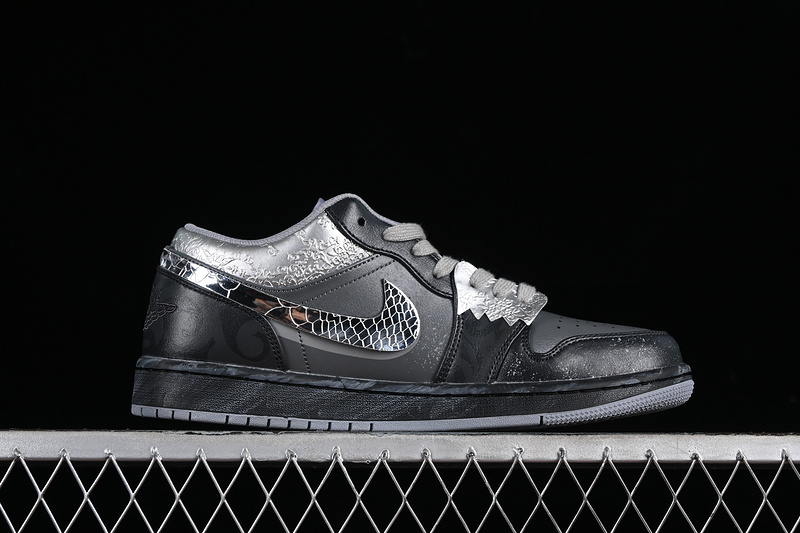 Nike Air Jordan 1 Low Black Grey Silver Sneakers