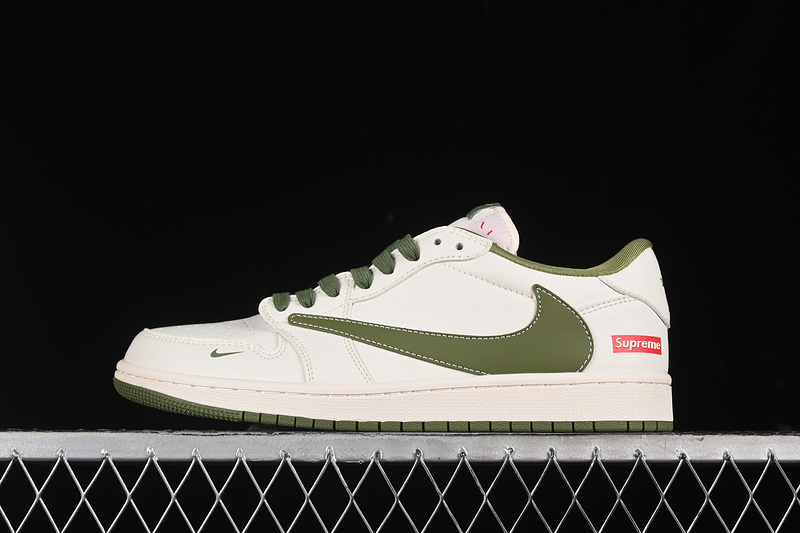 Nike Air Jordan 1 Low Off-White Travis Scott Supreme White Green Sneakers