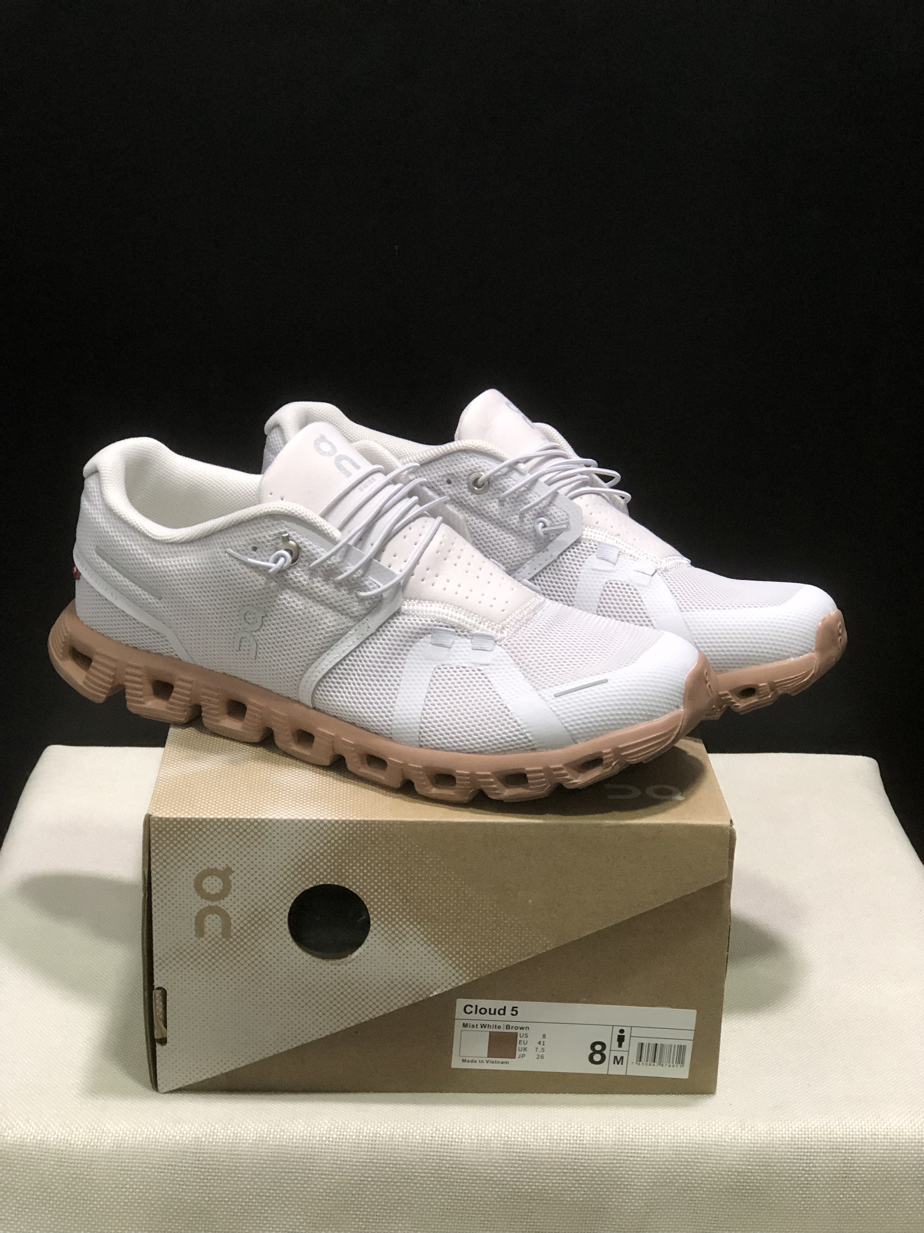 On Running Cloud 5 Lightweight Running Shoes Mist White/Brown