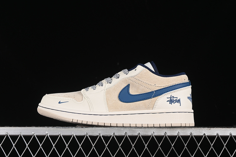 Nike Air Jordan 1 Low White Blue Light Brown Sneakers