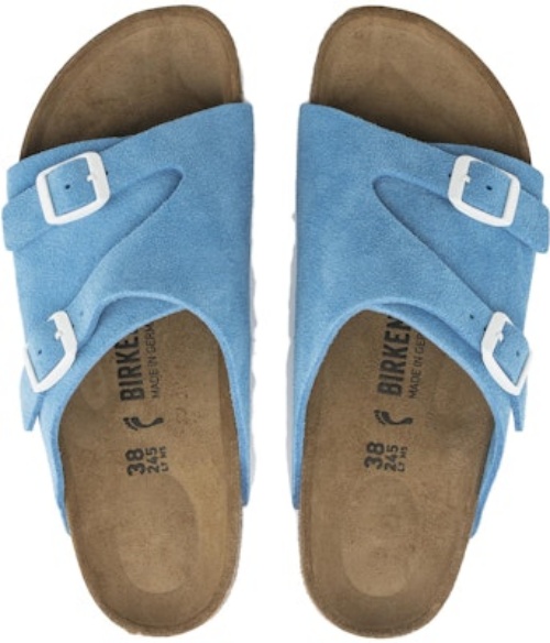 Birkenstock Zrich Sky Blue Suede Leather 1024994 Fashion Slippers