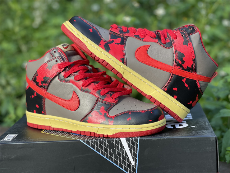 Nike Dunk High 1985 Retro Red Black Acid Wash Sneakers