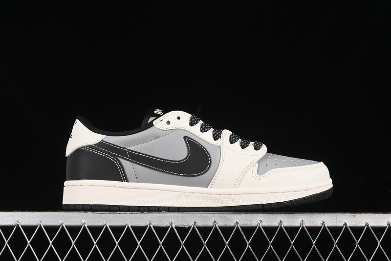 Travis Scott Fragment Design Nike Air Jordan 1 Low OG SP Black White Grey Fashion Sneakers