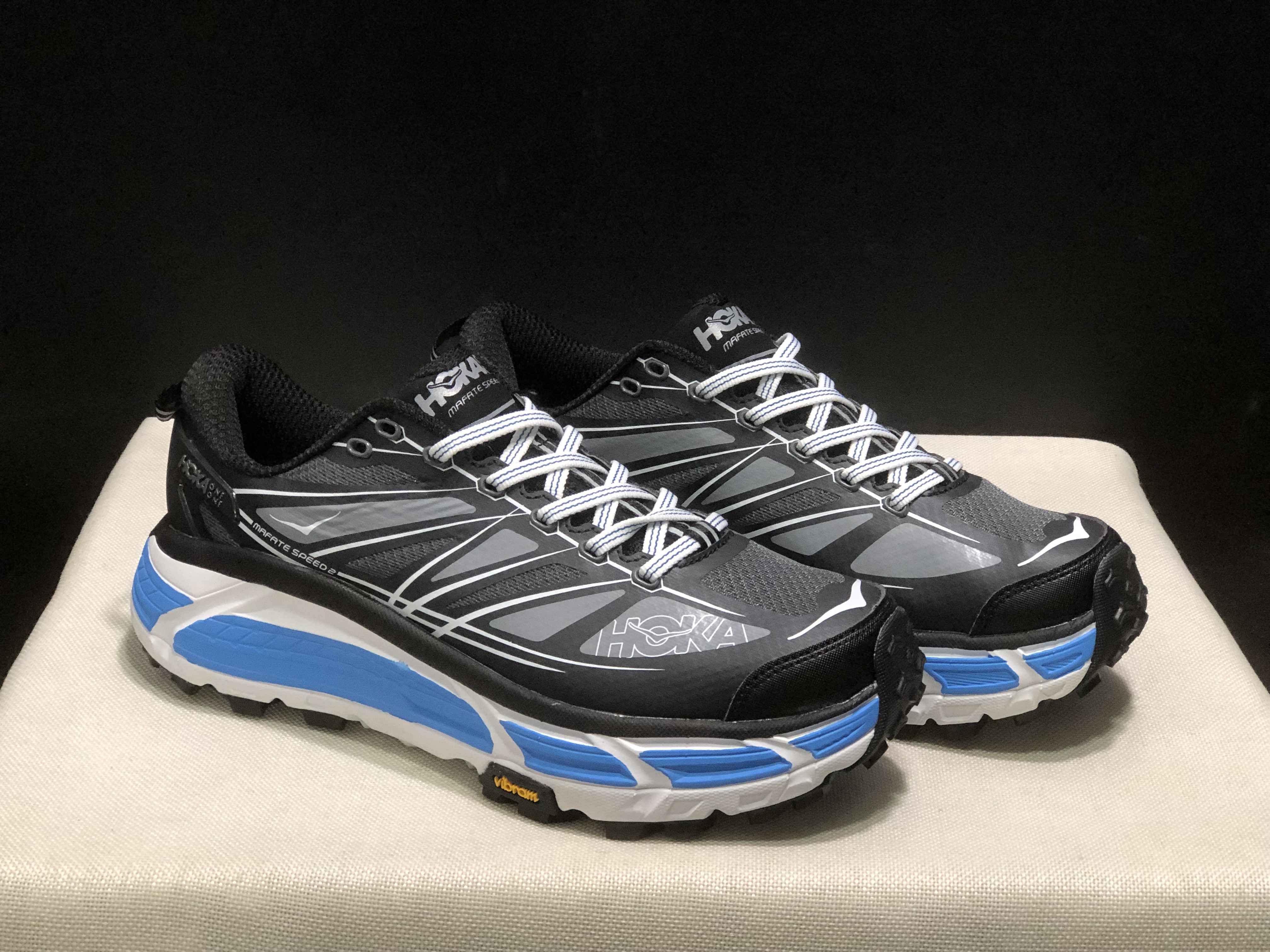 Hoka One One Mafate Speed 2 Mountain Anti-slip Running Shoes Sneakers Black/Blue