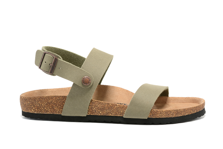 Birkenstock Grayish Green Casual Scrub Leather Strappy Sandals