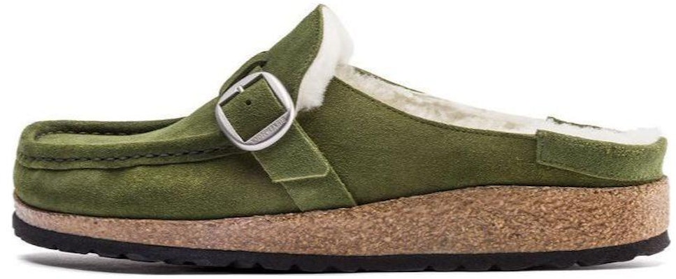 Birkenstock Buckley Shearling Mountain View Green Suede Leather 1021101 Fashion Slippers