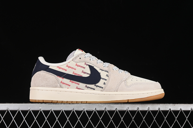 Travis Scott Fragment Design Nike Air Jordan 1 Low Supreme OG SP Blue Beige Grey Sneakers