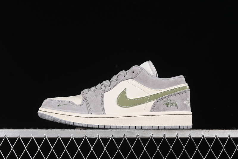 Nike Air Jordan 1 Low White Grey Green Sneakers