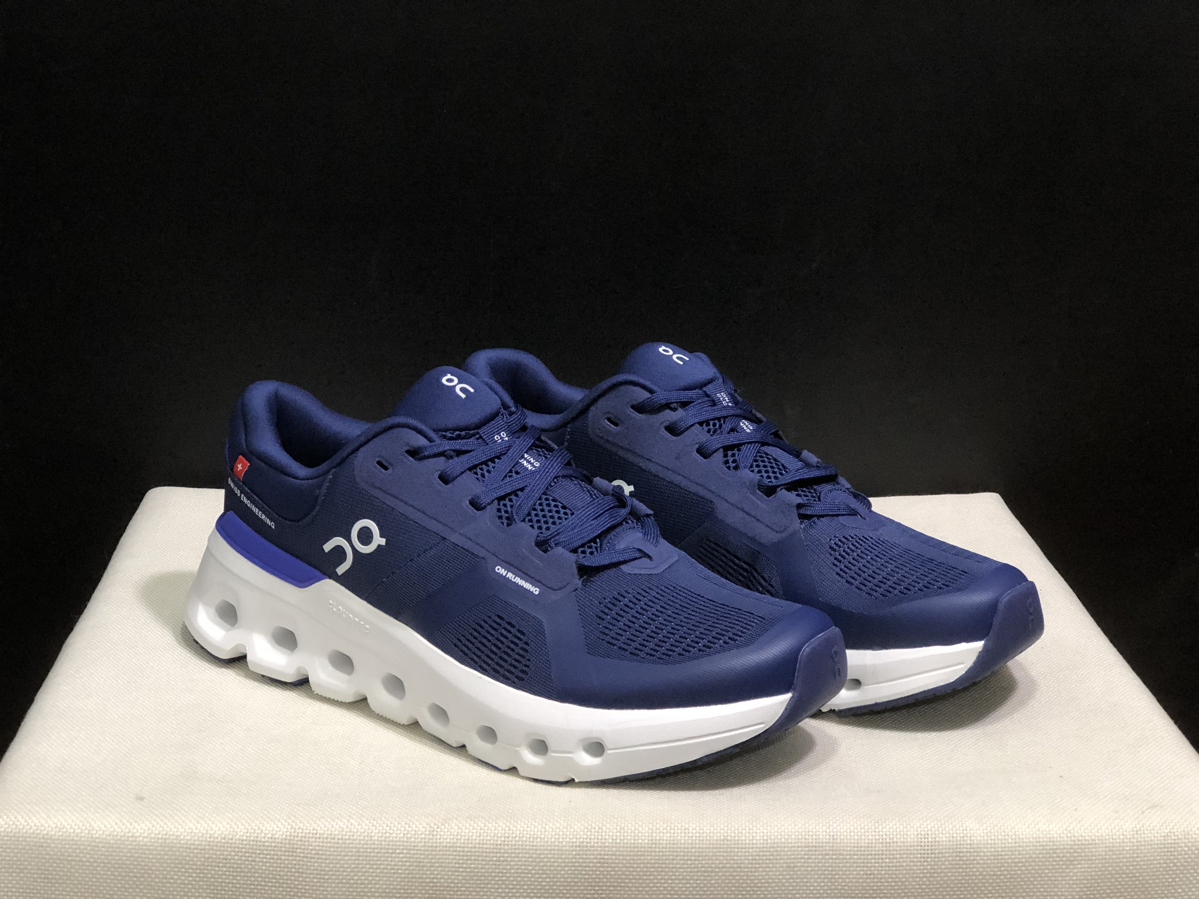 On Running Cloudrunner 2 Mesh Breathable Running Shoes Dark Blue/White