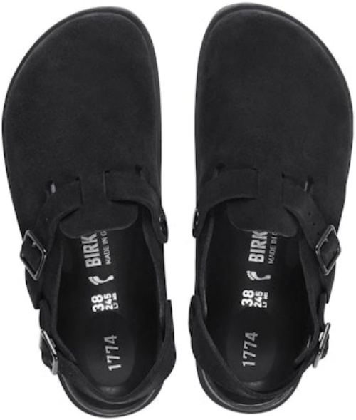 Birkenstock 1774 IV Tokio 1025897 Black Suede Leather Covered-Toe Slippers