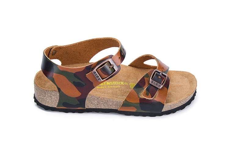 Birkenstock Single Button Brown Camouflage Matte Leather Sandals