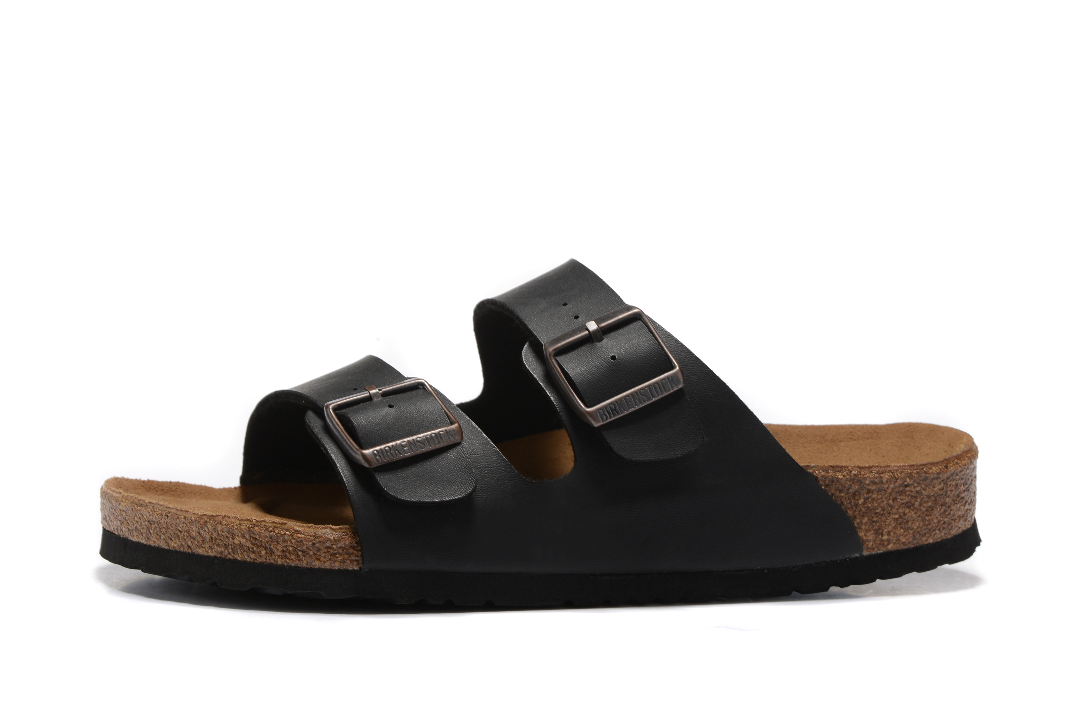 Birkenstock Arizona Black Two Buckle Matte Leather Sandals