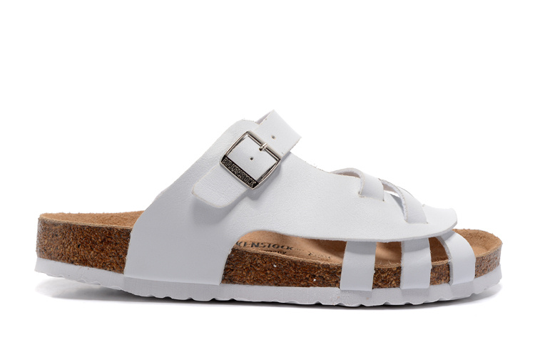 Birkenstock Single Button White Matte Leather Individuality Slippers