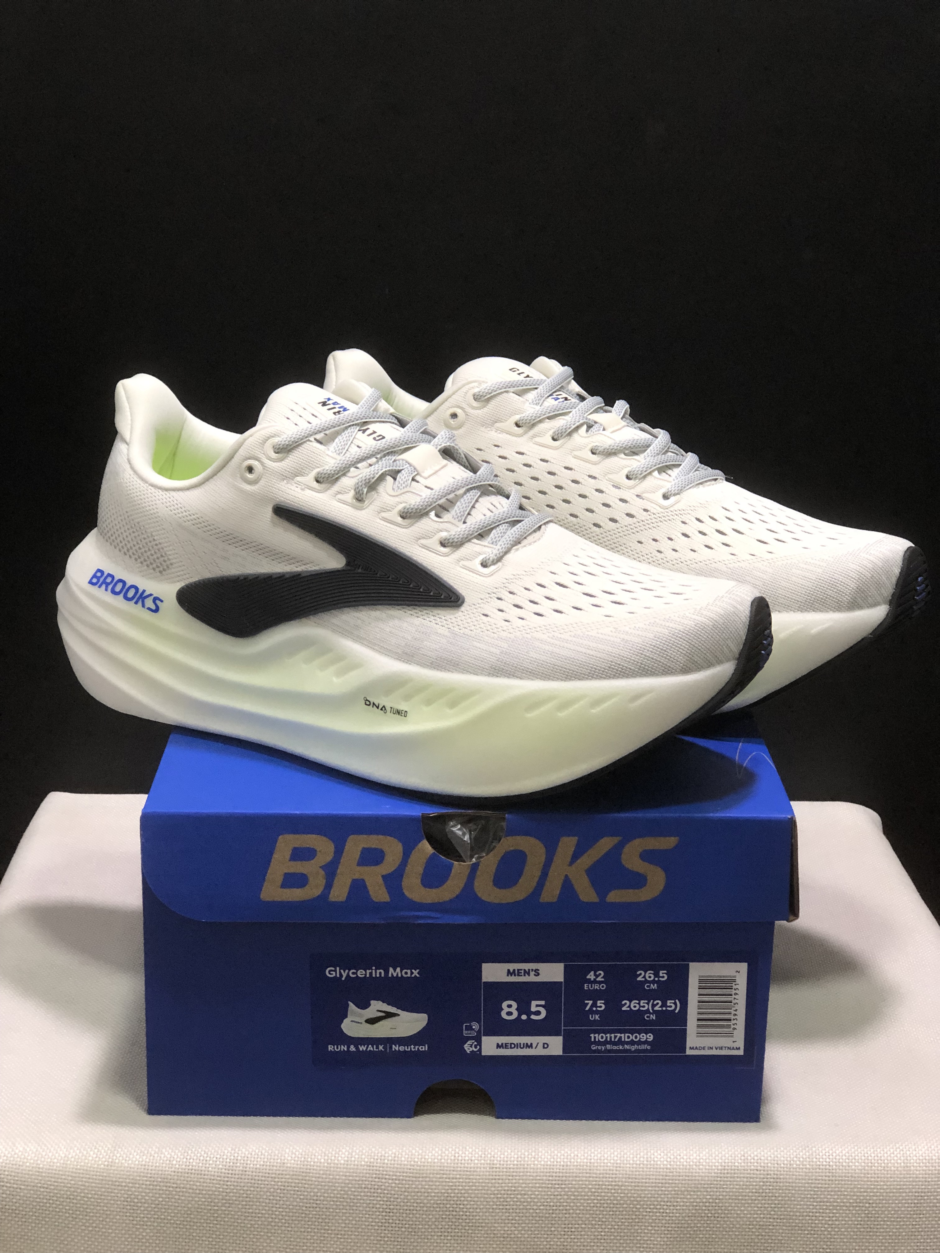 Brooks Glycerin Max Comfortable Low-top Running Shoes Grey/Black/Nightlife