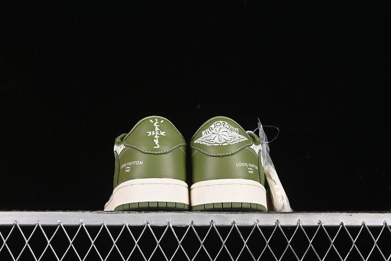 Nike Air Jordan 1 Low OG SP Travis Scott Fragment Design LV Green White Sneakers