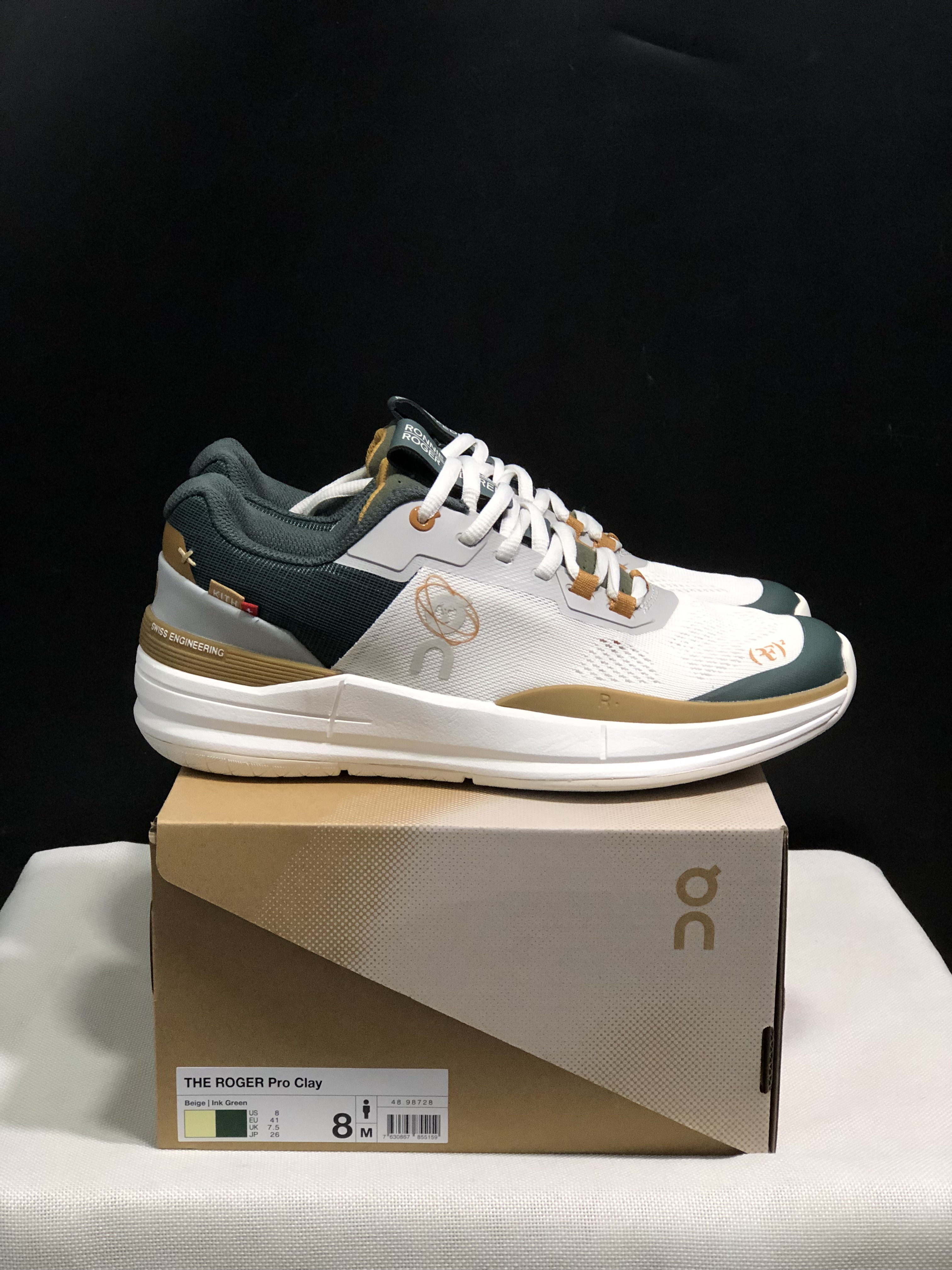 On Running The Roger Rro Durable And Breathable Tennis Shoes Beige/Ink Green