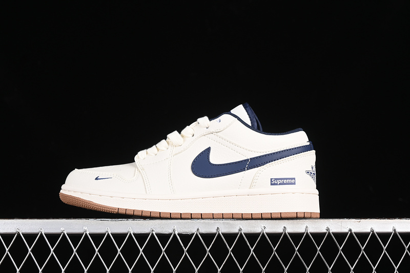 Nike Air Jordan 1 Low Supreme Navy White Sneakers