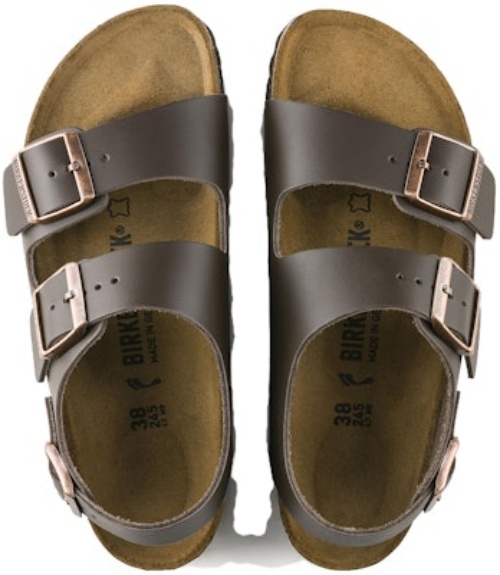 Birkenstock Milano Natural Leather 0034103 Narrow Fit Dark Brown Beach Sandals