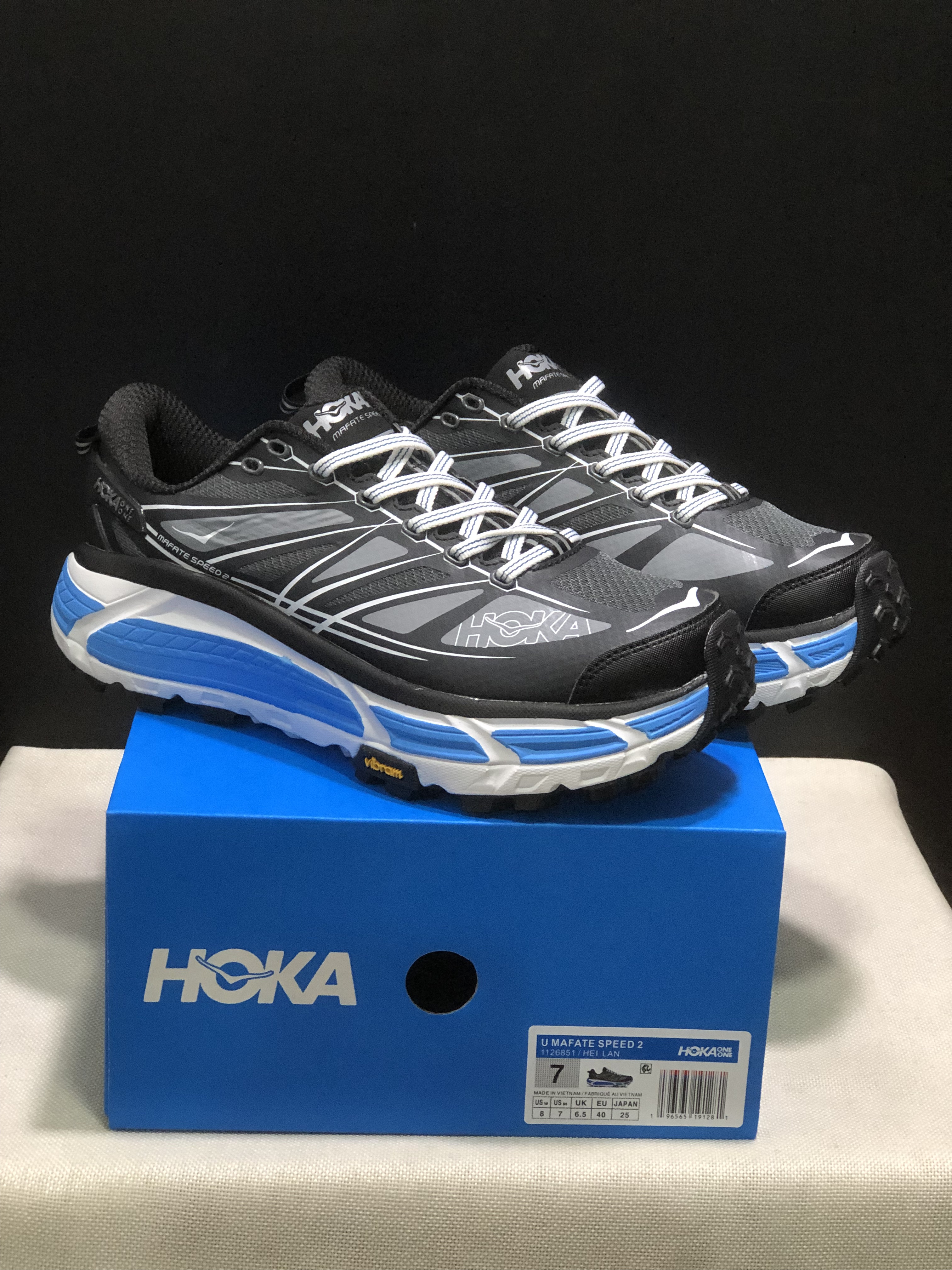 Hoka One One Mafate Speed 2 Mountain Anti-slip Running Shoes Sneakers Black/Blue