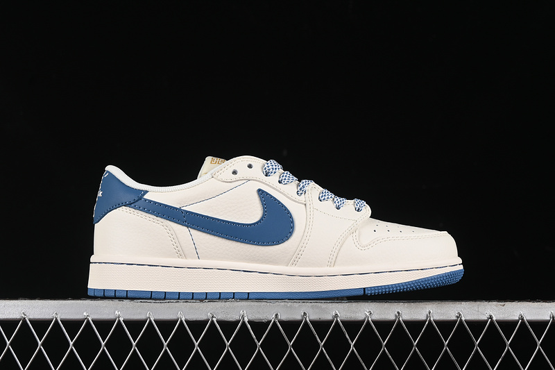 Travis Scott Fragment Design Nike Air Jordan 1 Low OG SP Blue Sole White Sneakers