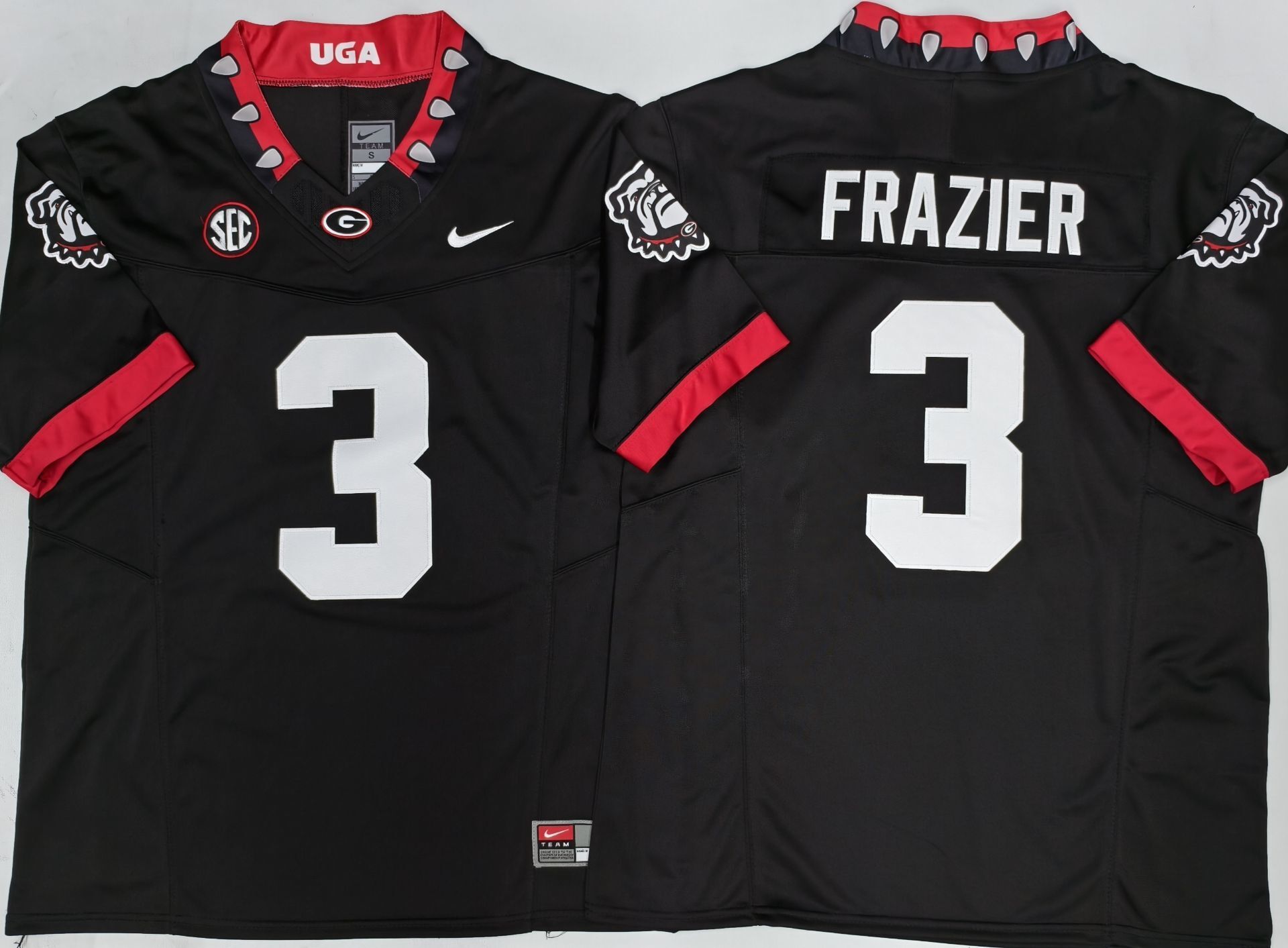 Men's Georgia Bulldogs Nate Frazier #3 Black Game Jersey