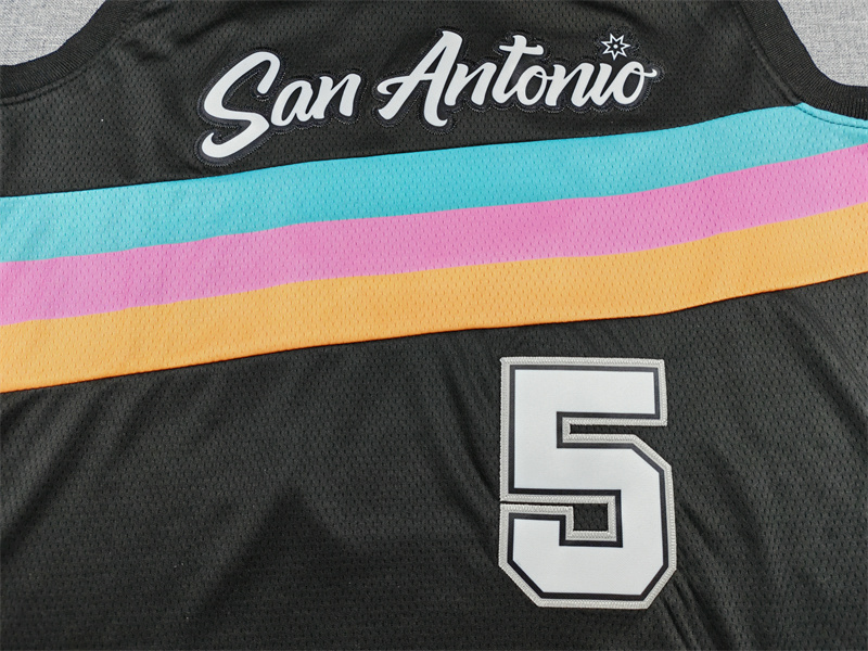 Men's San Antonio Spurs Stephon Castle #5 Black 2025/26 Swingman Jersey - City Edition