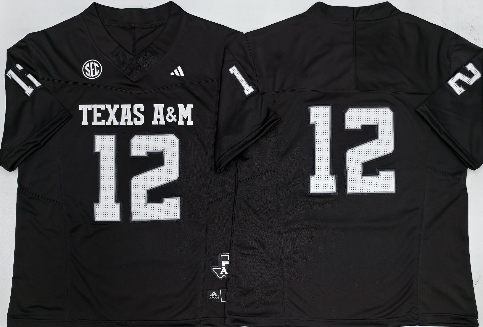 Men's Texas A&M Aggies #12 Black Player Blank Jersey