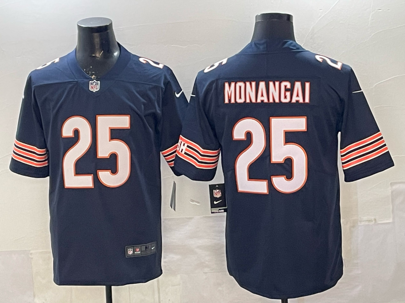 Men's Chicago Bears Isaiah Monangai #25 Navy Player Game Jersey