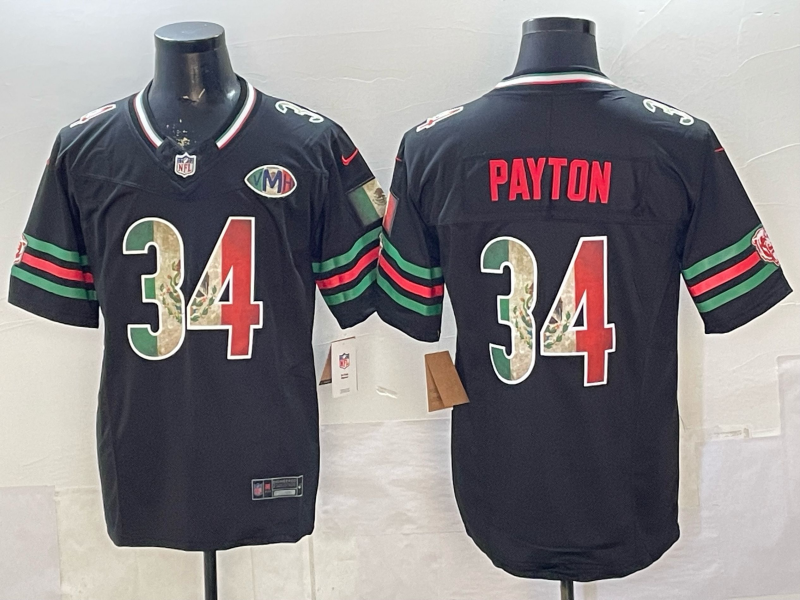 Men's Chicago Bears Walter Payton #34 Black Game Team Jersey