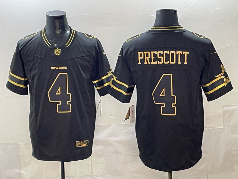 Men's Dallas Cowboys Dak Prescott #4 Black Game Jersey