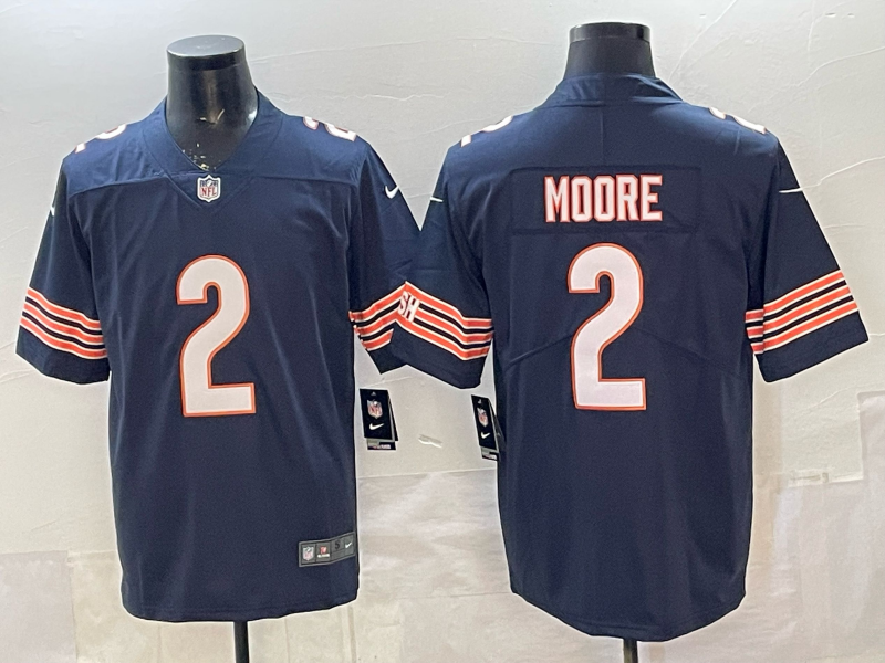Men's Chicago Bears D.J. Moore #2 Navy Team Color Game Jersey