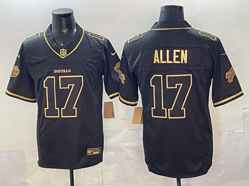 Men's Buffalo Bills Josh Allen #17 Black Game Player Jersey