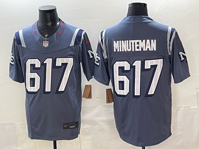Men's New England Patriots Minuteman #617 Storm Blue 2025 Rivalries Collection Limited Jersey