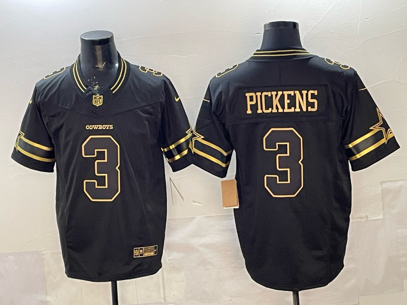 Men's Dallas Cowboys George Pickens #3 Black Game Jersey