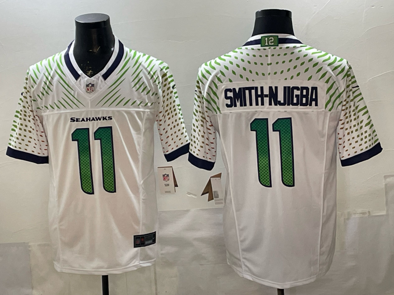 Men's Seattle Seahawks Jaxon Smith-Njigba #11 White 2025 Rivalries Collection Game Jersey