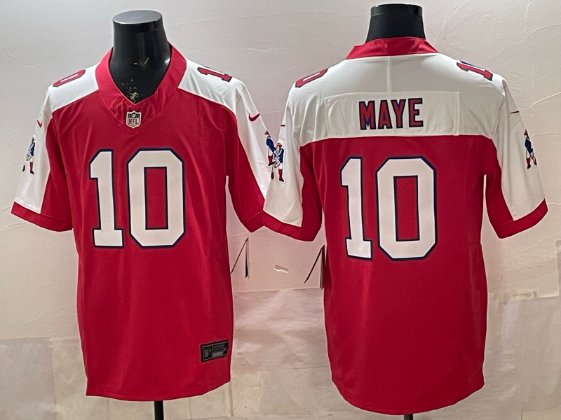 Men's New England Patriots Drake Maye #10 Red Alternate Game Jersey