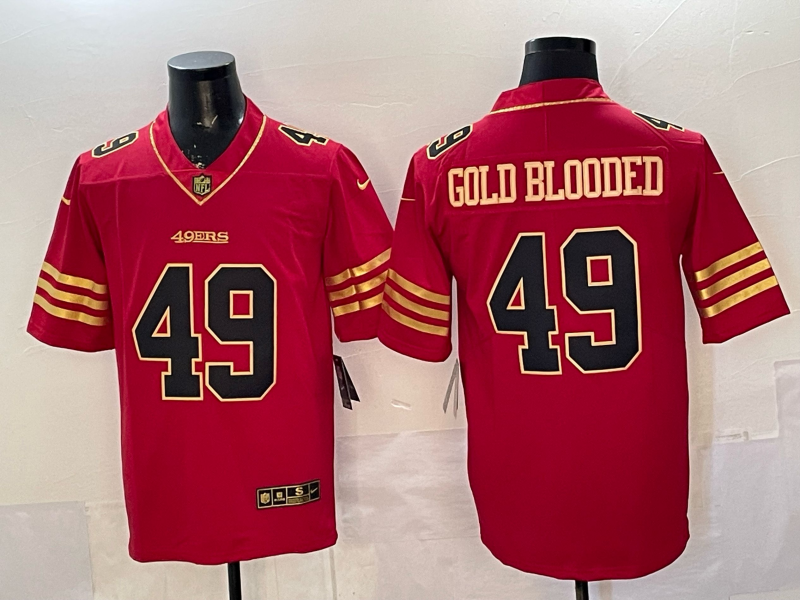 Men's San Francisco 49ers Gold Blooded #49 Scarlet Player Game Jersey