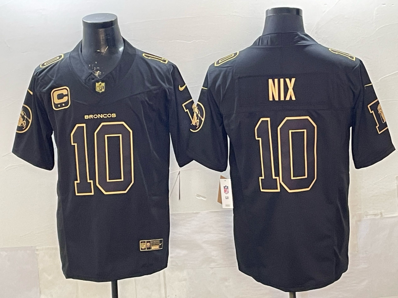 Men's Denver Broncos Bo Nix #10 Black Team Game Jersey