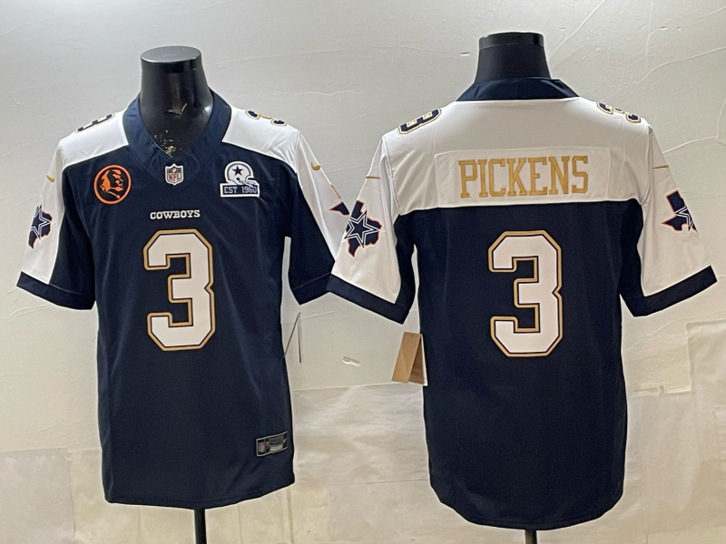 Men's Dallas Cowboys George Pickens #3 Navy Game Team Jersey