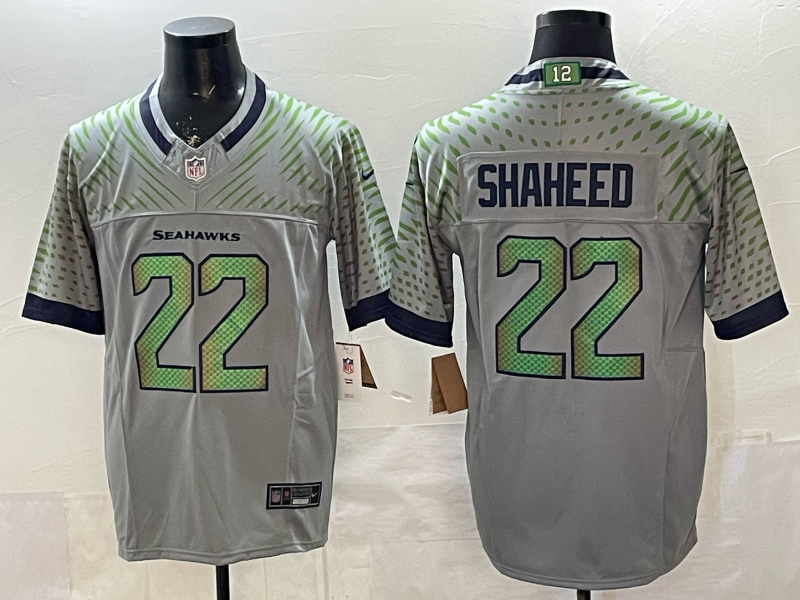 Men's Seattle Seahawks Rashid Shaheed #22 Wolf Gray 2025 Rivalries Collection Game Jersey
