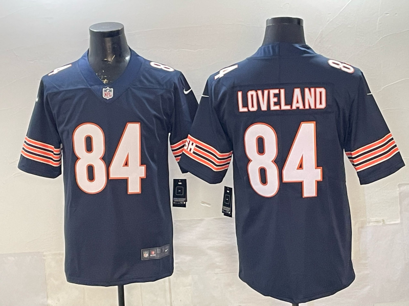 Men's Chicago Bears Colston Loveland #84 Navy 2025 NFL Draft First Round Pick Game Jersey