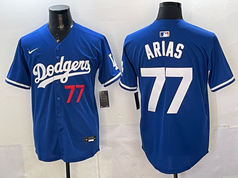 Men's Los Angeles Dodgers Andres Arias #77 Royal Alternate 2 Replica Player Jersey
