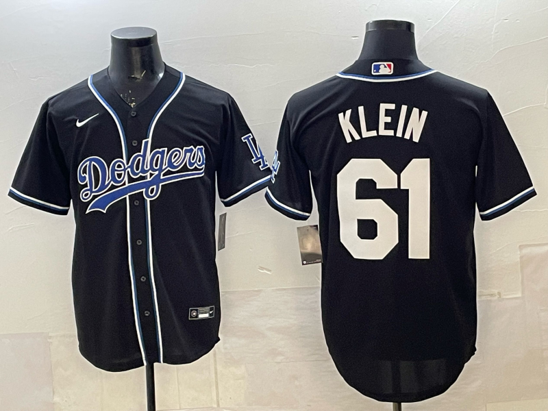 Men's Los Angeles Dodgers Clay Klein #61 Black Replica Jersey