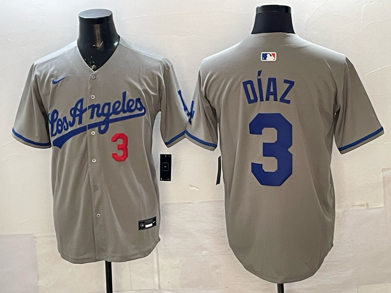 Men's Los Angeles Dodgers Edwin Diaz #3 Gray Replica Player Jersey