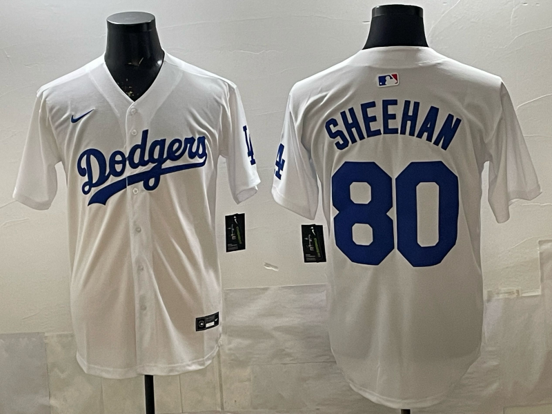 Men's Los Angeles Dodgers Bobby Miller Sheehan #80 White Home Replica Jersey