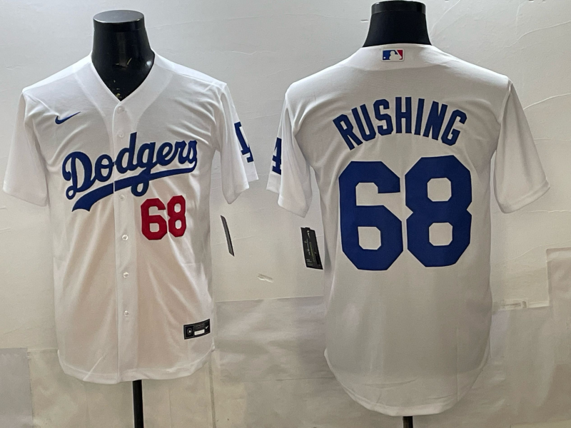 Men's Los Angeles Dodgers Jack Rushing #68 White Home Replica Player Jersey