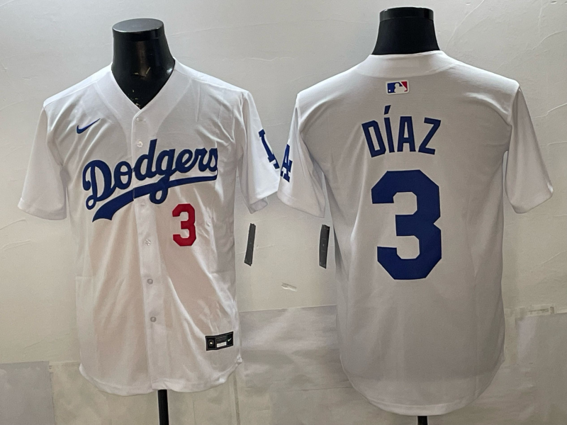 Men's Los Angeles Dodgers Edwin Diaz #3 White Home Replica Player Jersey