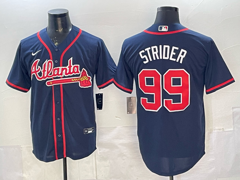 Men's Atlanta Braves Spencer Strider #99 Navy Alternate Limited Jersey